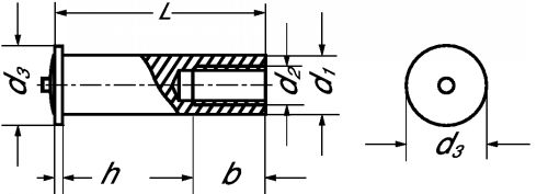 Tapped stud for drawn arc welding - stainless steel a2 - din 32501 inox a2 - din 32501 (Schema)