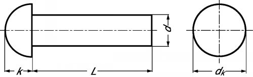 Rivet plein tête ronde inox a2 - din 660 (Schéma)