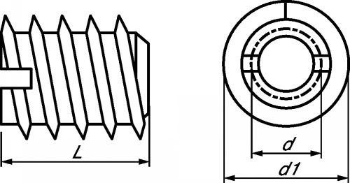 Self tapping insert for wood - stainless steel a1 inox a1 (Schema)