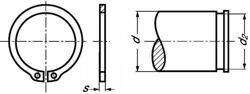 Segment d'arrêt extérieur - circlips pour arbre inox - din 471 (Schéma)