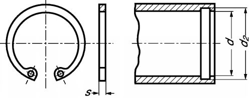 Segment d'arrêt intérieur - circlips pour alésage inox - din 472 (Diagrama)