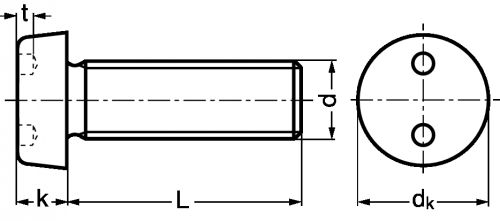 Vis à métaux tête cylindrique inviolable 