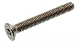 Metric thread security screw flat head six lobes recess with pin - stainless steel a2 inox a2