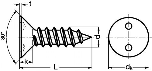 Self tapping security screw flat head 