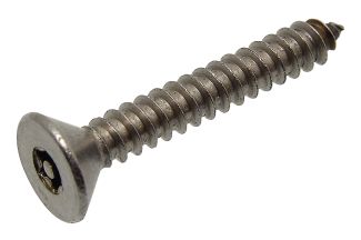 Self tapping security screw flat head six lobes recess with pin - stainless steel a2 inox a2