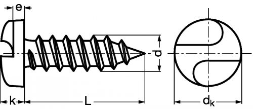 Self tapping security screw pan head 