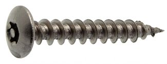 Self tapping security wood screw pan head for strap hinges - six lobes recess with pin - stainless steel a2 inox a2