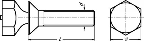 Vis à métaux tête fraisée inviolable avec serrage par tête hexagonale autocassante inox a2 (Diagrama)