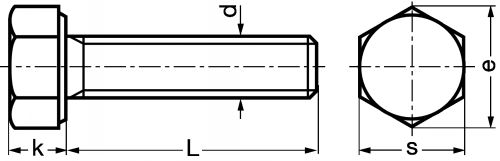 Hexagon head screw - stainless steel a2 inox a2 (Schema)