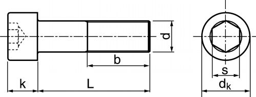 Vis à tête cylindrique six pans creux filetée unc inox a2 (Diagrama)