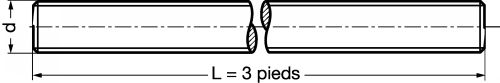 Threaded rod - 3 feet length - stainless steel a2 inox a2 (Schema)