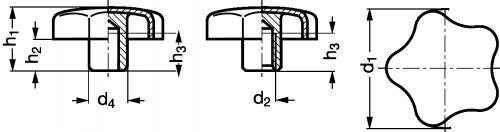 Bouton etoile tole taraudage borgne - inox a2 (Diagrama)