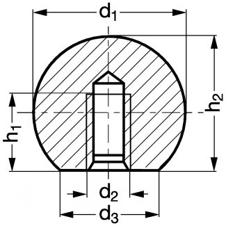 Threaded ball - stainless steel (Schema)