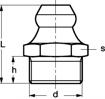 GRAISSEUR HYDRAULIQUE A BEC DROIT - DIN 71412 - INOX 303 - Schéma