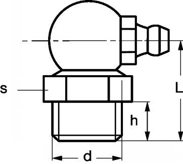 Graisseur hydraulique a bec coude a 90° - din 71412 - inox 303 (Diagrama)