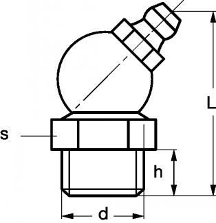 Graisseur hydraulique a bec coude a 45° - din 71412 - inox 303 (Diagrama)