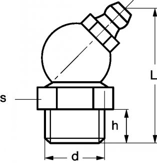 Graisseur hydraulique a bec coude a 45° - din 71412 - inox 303 (Schéma)