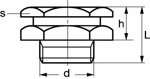 Graisseur hydraulique tete plate 6 pans - inox 303 (Schéma)