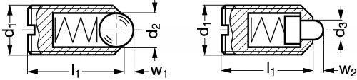 Poussoir a ressort a bille, vis sans tete - inox a1 (Schéma)