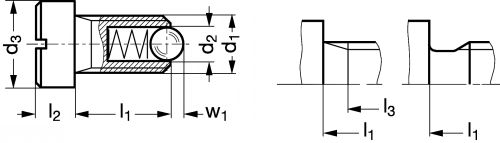 Poussoir a ressort a bille, vis tete cylindrique fendue - inox a1 (Diagrama)