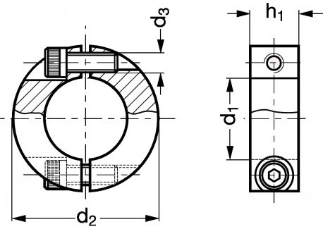 Bague d'arret fendue double - inox a1 (Diagrama)