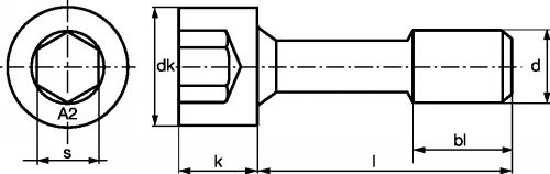 Hexagon socket head cap captive screw with washer - stainless steel (Schema)