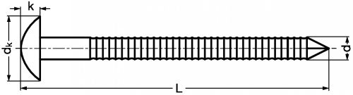 Pointe annelée tête bombée - inox a2 (Schéma)