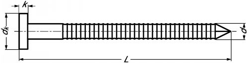 Flat head ringed nail - stainless steel a2 (Schema)