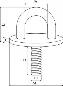 Pontet sur platine ronde avec tige filetée inox a2 (Diagrama)