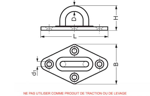 Diamond pad eye stamped and welded (Schema)