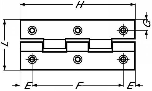 Charnière rectangulaire à noeud roulé inox 304 (Schéma)
