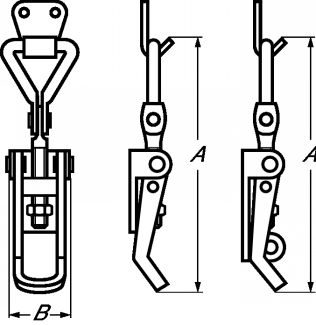 Adjustable catch with strike (option : padlock) - stainless steel 304 inox 304 (Schema)