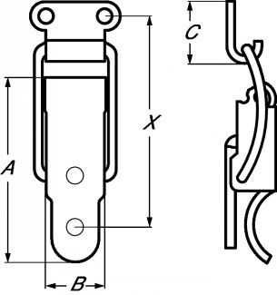 Fermeture à levier à lame ressort avec gâche inox 304 (Diagrama)