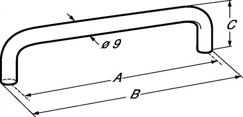 Poignée à fixation arrière inox 304 (Diagrama)