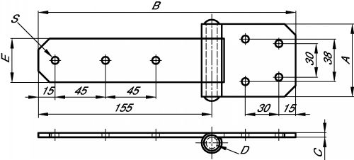 Charnière renforcée inox 304 (Schéma)