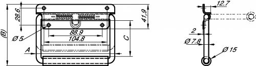 Drop handle with spring - stainless steel 304 inox 304 (Schema)