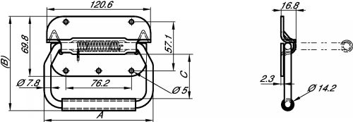 Drop handle with spring - stainless steel inox (Schema)