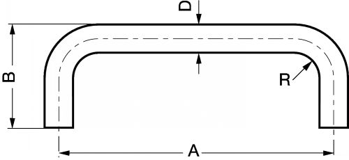 Handle to weld - stainless steel 304 inox 304 (Schema)