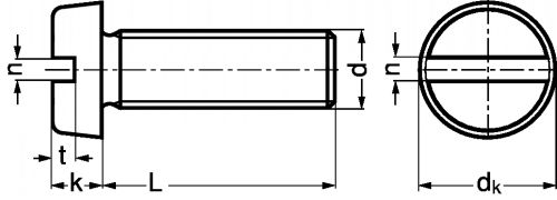 VIS A TETE CYLINDRIQUE FENDUE - INOX A4 - DIN 84 - ISO 1207  - Schéma