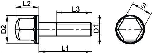 Hexagonal head hygienic screw - nbr gasket - stainless steel a4 (Schema)
