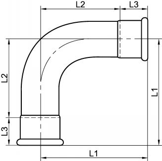 Coude 90° 1,5D Femelle / Femelle à sertir - Schéma
