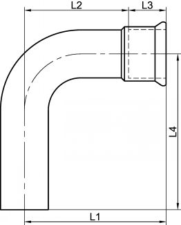 Coude 90° 1,5D Mâle / Femelle à sertir - Schéma