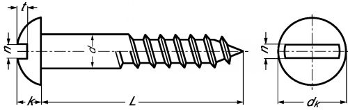 Vis à bois tête ronde fendue inox a4 - din 96 (Diagrama)