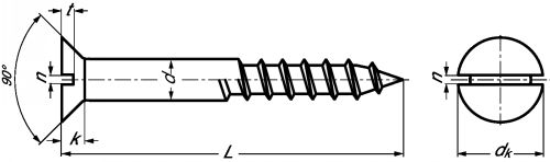 Slotted countersunk head wood screw - stainless steel a4 - din 97 inox a4 - din 97 (Schema)