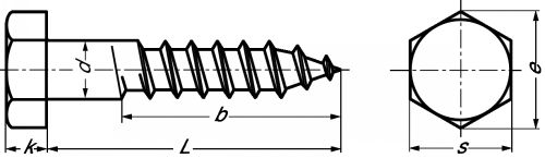 Hexagon head wood screw - stainless steel a4 - din 571 inox a4 - din 571 (Schema)