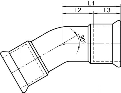 Coude 30° 1,5D Femelle / Femelle à sertir - Schéma