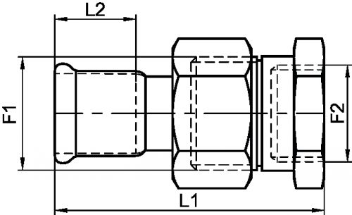 Raccord union Femelle à sertir / taraudage Gaz - Schéma