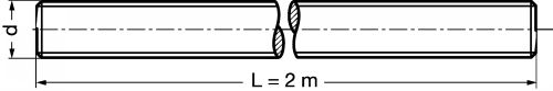 Tige filetée (longueur 2 mètres) inox a4 - din 976 (Schéma)