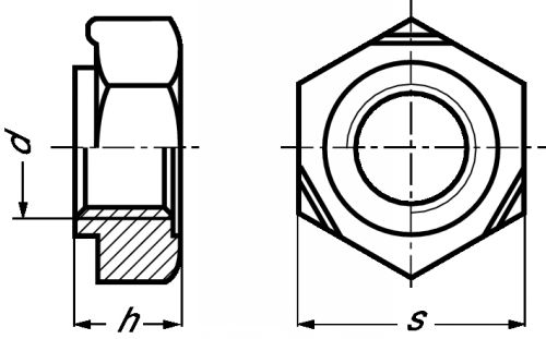 Ecrou à souder hexagonal à centrage inox a4 - din 929 (Schéma)