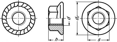 Ecrou hexagonal à embase crantée inox a4 - din 6923 - iso 4161 (Diagrama)